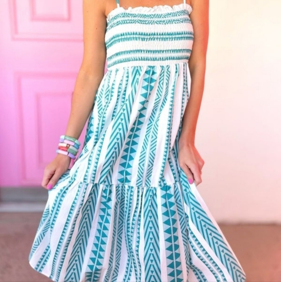 Teal Stripe Midi Dress - Picture 2 of 2